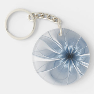Weiche und zarte blaue Fraktal Fantasie Blume cu Schlüsselanhänger