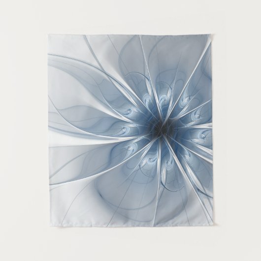 Weiche und zarte blaue Fraktal Fantasie Blume cu Wandteppich (Vorderseite)