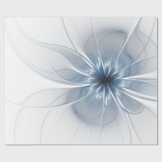 Weiche und zarte blaue Fraktal Fantasie Blume Geschenkpapier (Flach)