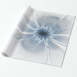 Weiche und zarte blaue Fraktal Fantasie Blume Geschenkpapier
