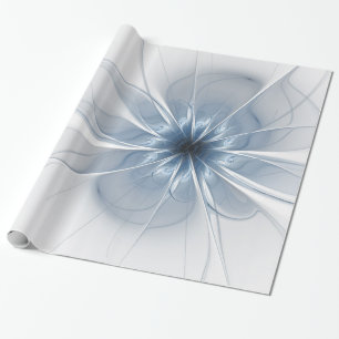 Weiche und zarte blaue Fraktal Fantasie Blume Geschenkpapier