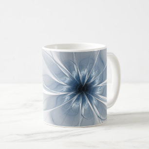 Weiche und zarte blaue Fraktal Fantasie Blume Kaffeetasse