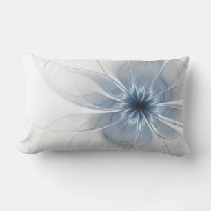 Weiche und zarte blaue Fraktal Fantasie Blume Lendenkissen