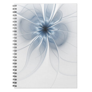 Weiche und zarte blaue Fraktal Fantasie Blume Notizblock