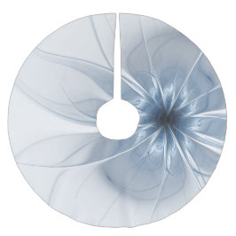 Weiche und zarte blaue Fraktal Fantasie Blume Polyester Weihnachtsbaumdecke