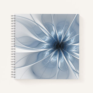 Weiche und zarte blaue fraktale Fantasy-Blumen cu Notizblock