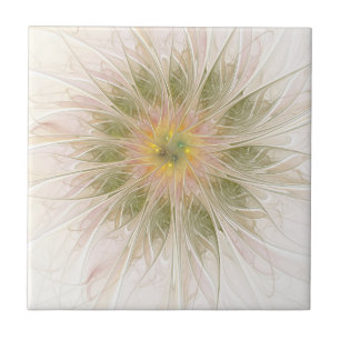 Weiche und zarte fraktale Fantasieblumen Fliese
