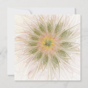 Weiche und zarte fraktale Fantasieblumen Karte
