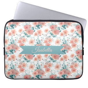 Weiche Vintage-Frühlings-Pink-Blumenmuster persona Laptopschutzhülle