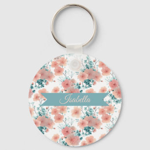 Weiche Vintage-Frühlings-Pink-Blumenmuster Persona Schlüsselanhänger