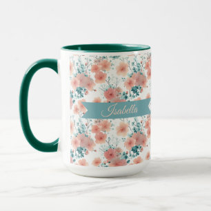Weiche Vintage-Frühlings-Pink-Blumenmuster Persona Tasse