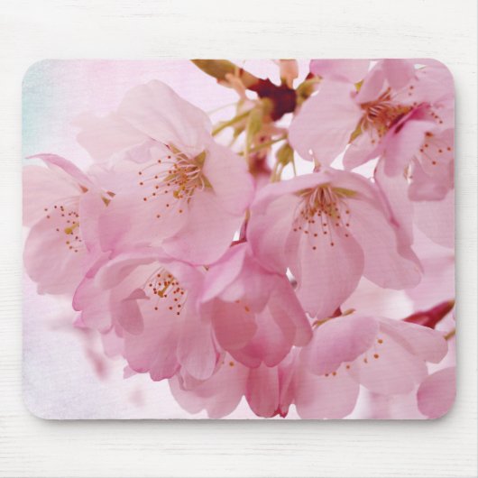 Weiche Vintage rosa Kirschblüten Mousepad (Vorne)