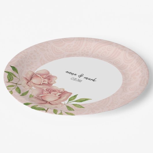 Weiche Violett-Blush-Rose Pappteller (Schrägansicht)