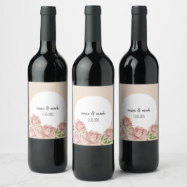 Weiche Violette Rose Wasserfarbe Personalisiert Weinetikett
