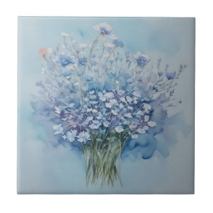 Weiche Wasserfarbe Anemone Cluster für hellblau Fliese