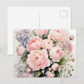 Weiche Wasserfarbe Bouquet mit Rose Peonys Postkarte (Vorne/Hinten)
