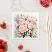 Weiche Wasserfarbe Bouquet mit Rose Peonys Serviette (Beispiel)