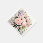 Weiche Wasserfarbe Bouquet mit Rose Peonys Serviette (Ecke)