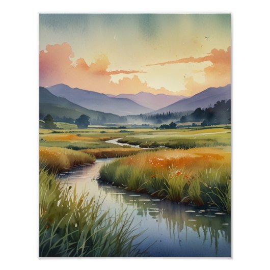 Weiche Wasserfarbe Dreamlandschaft Fotodruck (Vorne)