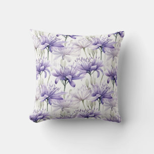 Weiche Wasserfarbe Lila Blumenmuster Kissen