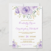 Weiche Wasserfarbe Lila Lilac Floral Wedparty Einladung (Vorderseite)