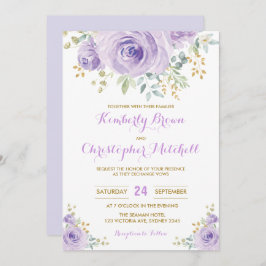 Weiche Wasserfarbe Lila Lilac Floral Wedparty Einladung