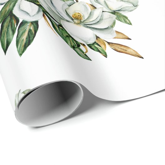 Weiche Wasserfarbe Magnolia Blaues Muster Geschenkpapier (Rolleneckpunkt)