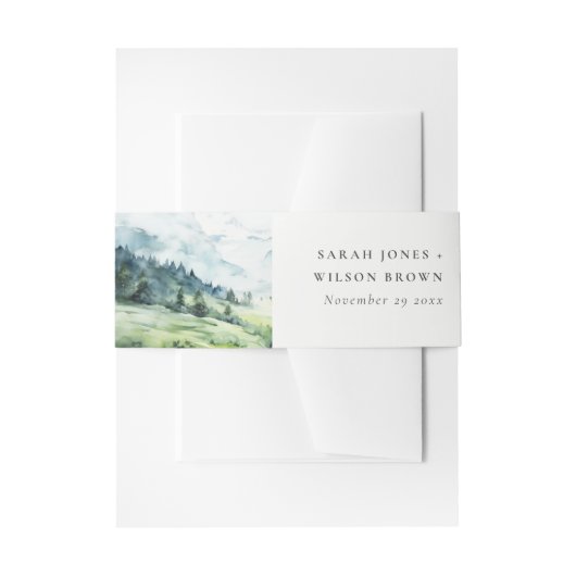 Weiche Wasserfarbe Schneeberg Landschaft Hochzeit Einladungsbanderole (Vorderseite Beispiel)