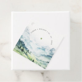 Weiche Wasserfarbe Schneeberg Landschaft Hochzeit Geschenkanhänger