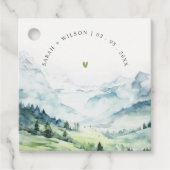 Weiche Wasserfarbe Schneeberg Landschaft Hochzeit Geschenkanhänger (Vorderseite)