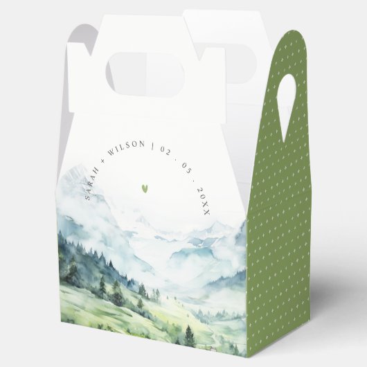 Weiche Wasserfarbe Schneeberg Landschaft Hochzeit Geschenkschachtel (Geöffnet)