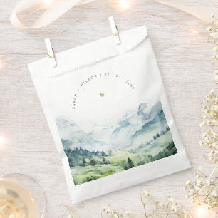 Weiche Wasserfarbe Schneeberg Landschaft Hochzeit Geschenktütchen