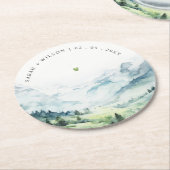 Weiche Wasserfarbe Schneeberg Landschaft Hochzeit Runder Pappuntersetzer (Angewinkelt)