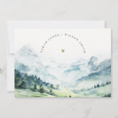 Weiche Wasserfarbe Schneeberg Landschaft Hochzeit Save The Date (Rückseite)