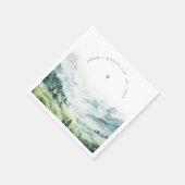 Weiche Wasserfarbe Schneeberg Landschaft Hochzeit Serviette (Ecke)