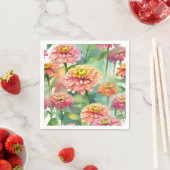 Weiche Wasserfarbe Zinnia Floral Serviette (Beispiel)