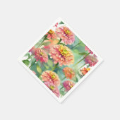 Weiche Wasserfarbe Zinnia Floral Serviette (Ecke)