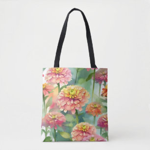 Weiche Wasserfarbe Zinnia Floral Tasche