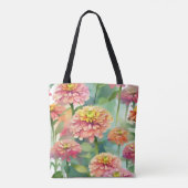 Weiche Wasserfarbe Zinnia Floral Tasche (Rückseite)