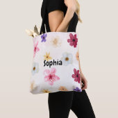 Weiche Wasserfarben-Blumen-Personalisierter Name Tasche (Von Nahem)