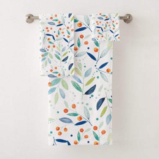 Weiche Wasserfarben Botanisches Muster Illustratio Badhandtuch Set (Insitu)