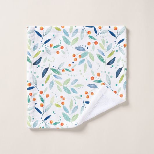 Weiche Wasserfarben Botanisches Muster Illustratio Badhandtuch Set (Waschlappen)