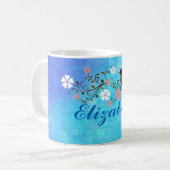 Weiche Wasserfarben in hellblau Personalisiert Kaffeetasse (Vorderseite Links)