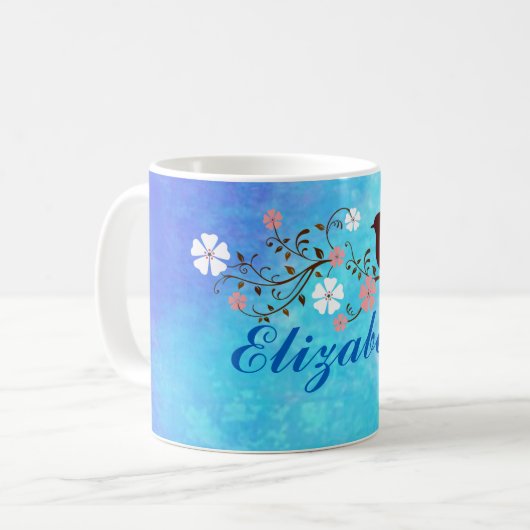 Weiche Wasserfarben in hellblau Personalisiert Kaffeetasse (Vorderseite Links)