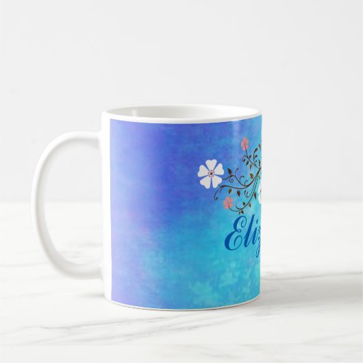 Weiche Wasserfarben in hellblau Personalisiert Kaffeetasse (Links)