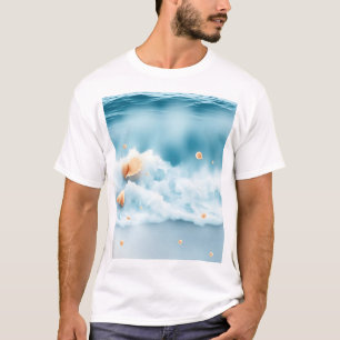 Weiche Wasserfarbenwellen mit Muscheln T-Shirt