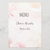 Weiche Wasserhymne Blush Bloral Hochzeit Menükarte (Vorderseite)