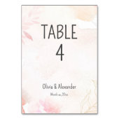 Weiche Wasserhymne Blush Bloral Hochzeit Tischnummer (Rückseite)