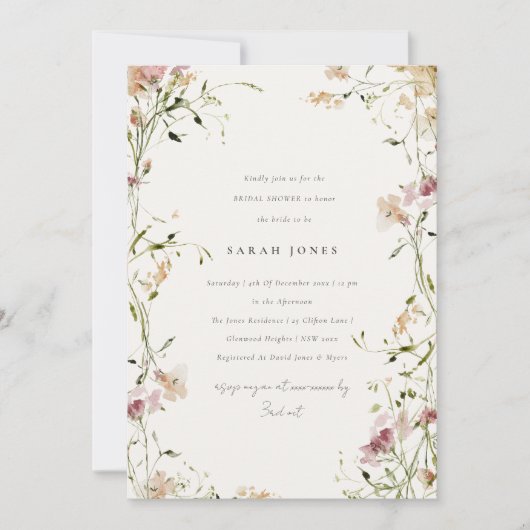 Weiche Weiden Wasserfarben Brautparty Einladung (Vorderseite)