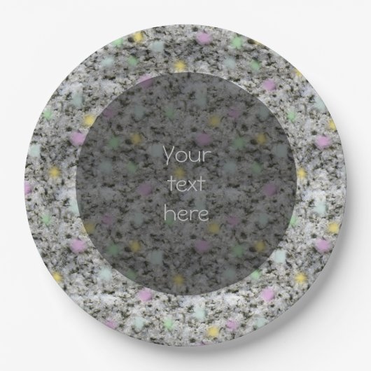 Weiche, weiße Granitpastel dotiert jeden Text Pappteller (Vorderseite)